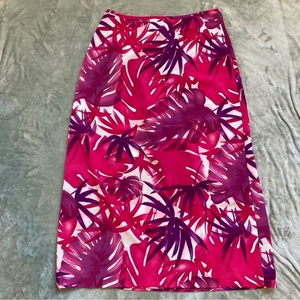JBX Exclusive Pink Purple Floral Midi Wrap Skirt Size 16 Tropical Vacation
